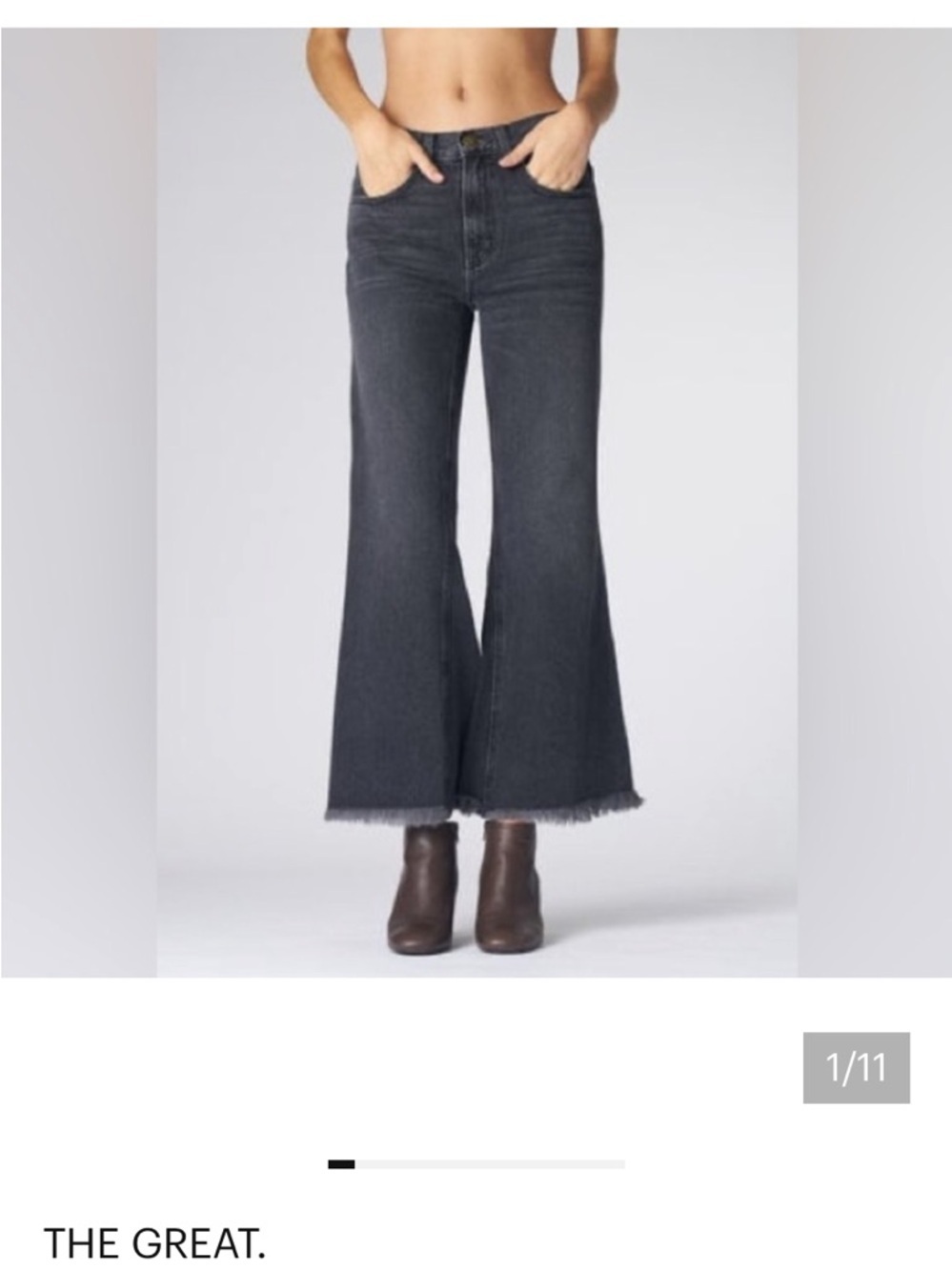 THE GREAT Kick Bell Jean in Onyx revolve cropped spring summer denim casual $325